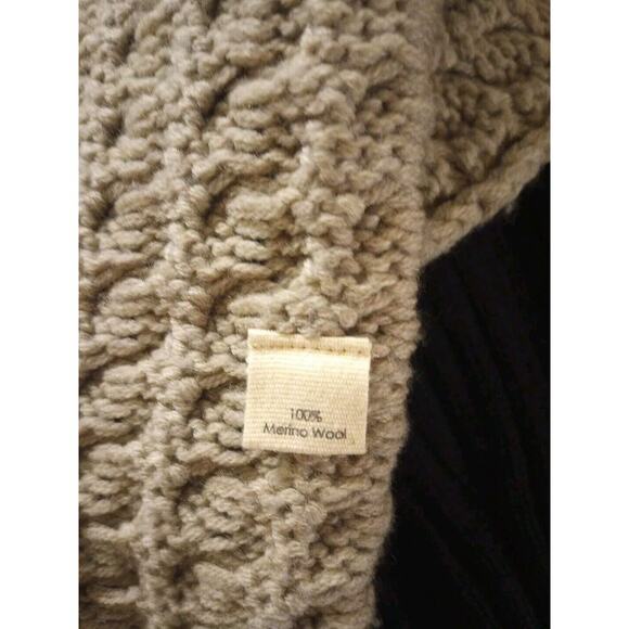 LABEL + Thread Women's Merino Wool Cardigan Open Front Black Tan Heavy Grunge - Picture 7 of 9